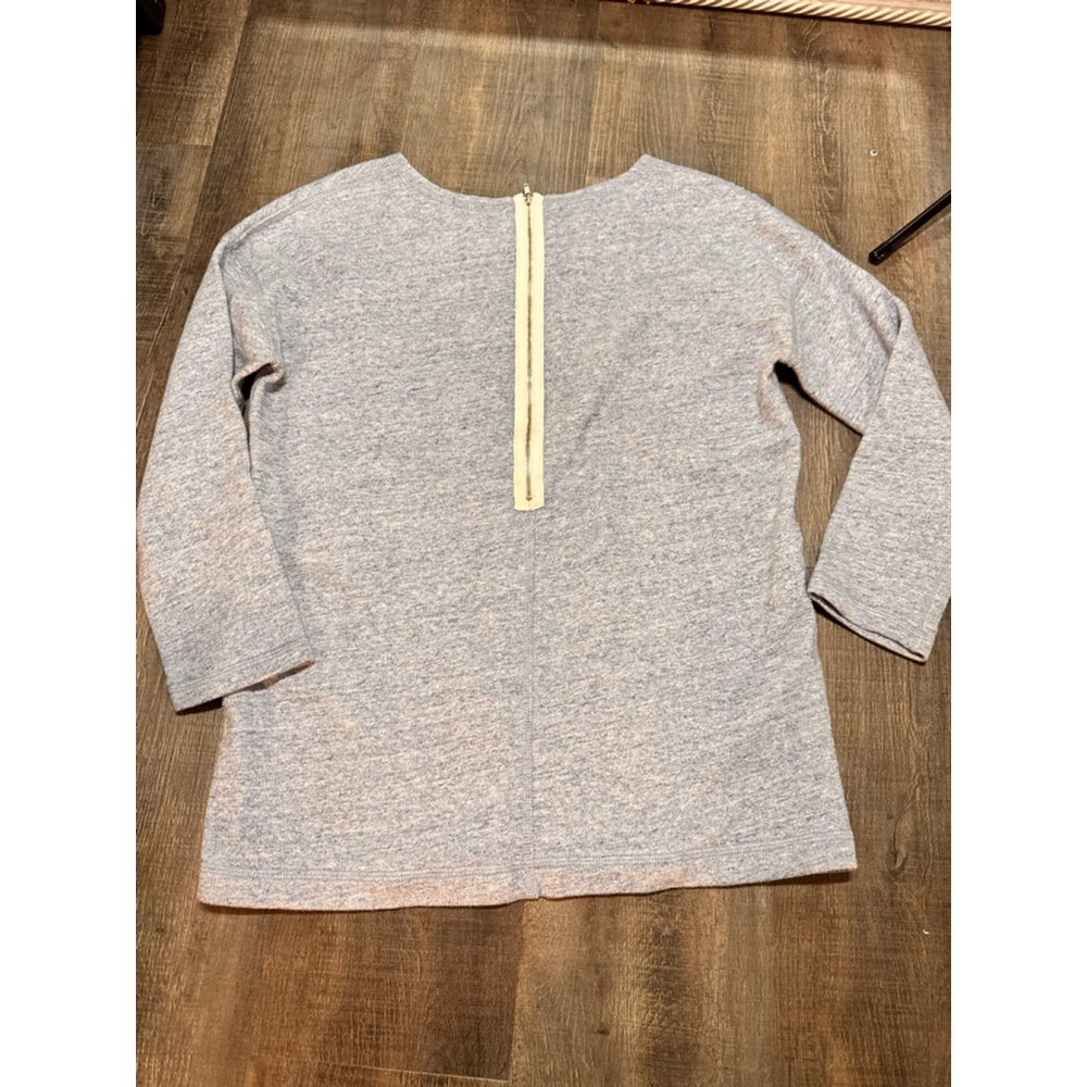Women's J.Crew Light Blue Sweatshirt XS‎ with Cream Zipper - Picture 3 of 3